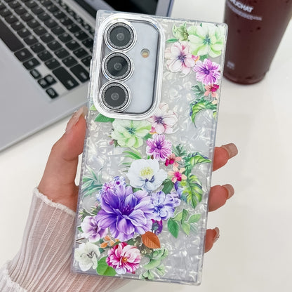 Electroplating Flowers Plants Texture TPU Phone Case, For Samsung Galaxy S24 5G