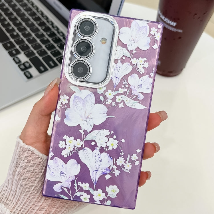 Electroplating Flowers Plants Texture TPU Phone Case, For Samsung Galaxy S24 5G