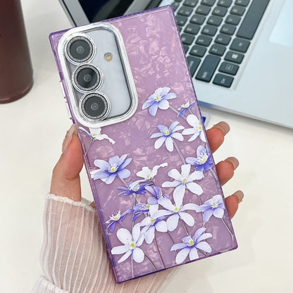 Electroplating Flowers Plants Texture TPU Phone Case, For Samsung Galaxy S24 5G