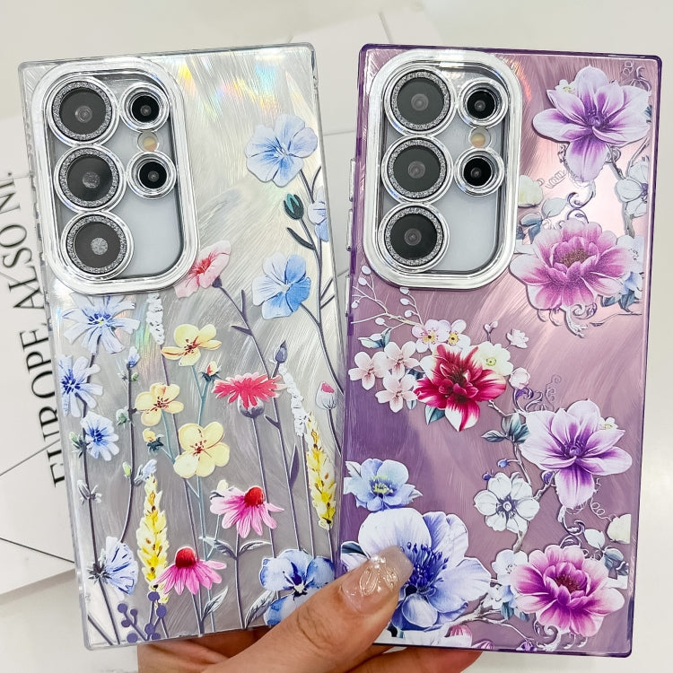 Electroplating Flowers Plants Texture TPU Phone Case, For Samsung Galaxy S24 5G