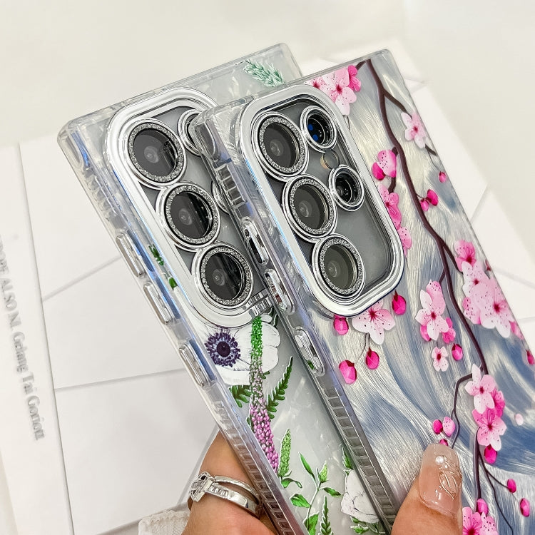 Electroplating Flowers Plants Texture TPU Phone Case, For Samsung Galaxy S24 FE 5G
