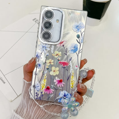 Electroplating Flowers Plants Texture Wristband TPU Phone Case, For Samsung Galaxy A16 5G