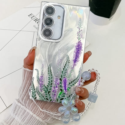 Electroplating Flowers Plants Texture Wristband TPU Phone Case, For Samsung Galaxy A16 5G