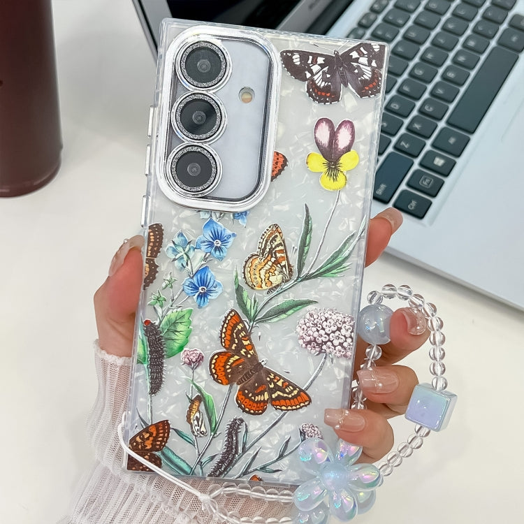 Electroplating Flowers Plants Texture Wristband TPU Phone Case, For Samsung Galaxy A16 5G