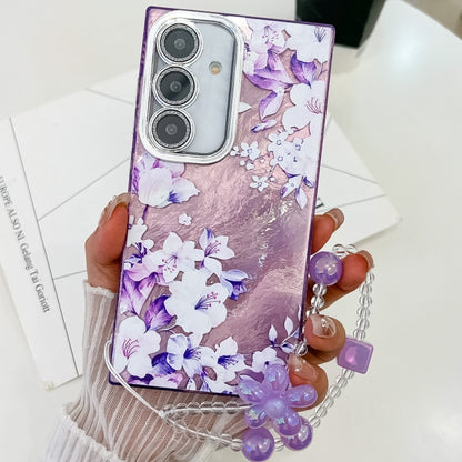 Electroplating Flowers Plants Texture Wristband TPU Phone Case, For Samsung Galaxy A54 5G