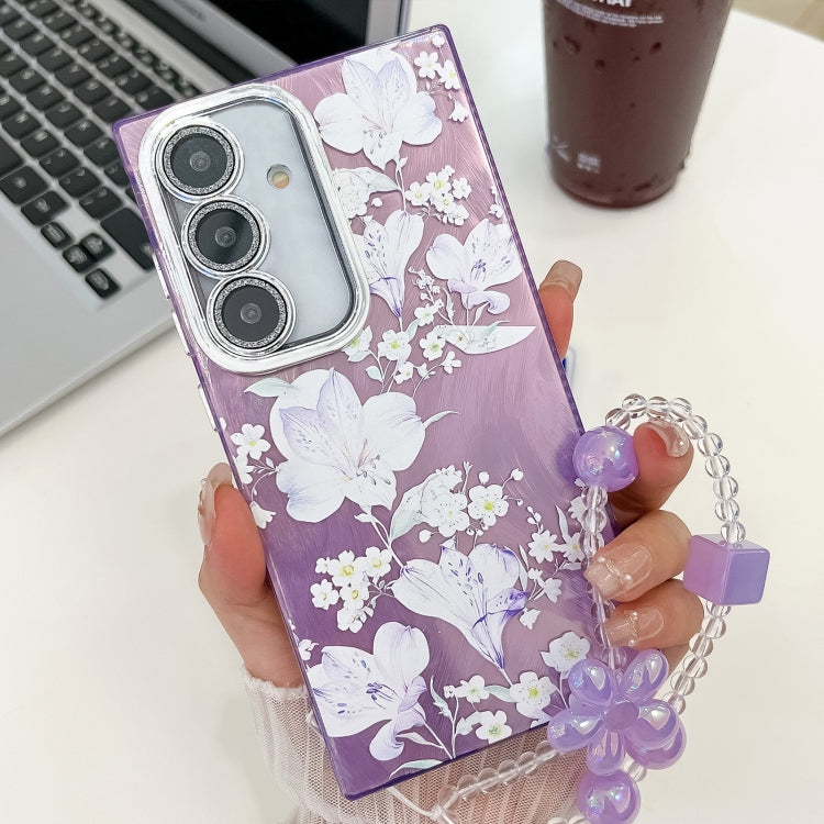 Electroplating Flowers Plants Texture Wristband TPU Phone Case, For Samsung Galaxy A54 5G