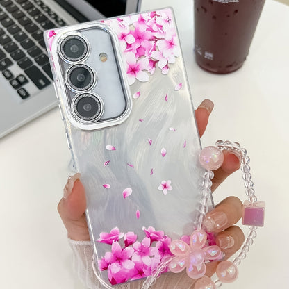 Electroplating Flowers Plants Texture Wristband TPU Phone Case, For Samsung Galaxy A54 5G