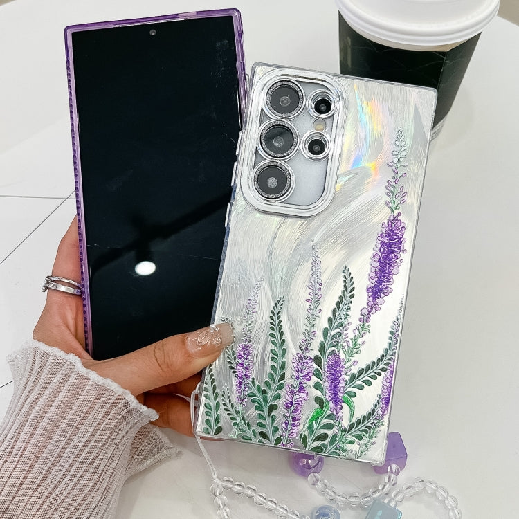 Electroplating Flowers Plants Texture Wristband TPU Phone Case, For Samsung Galaxy A54 5G
