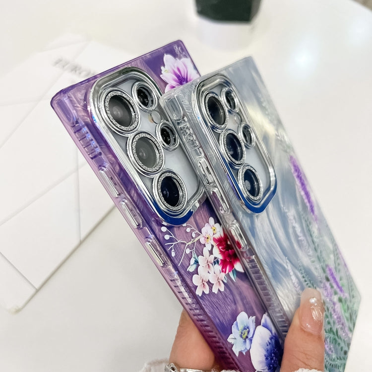 Electroplating Flowers Plants Texture Wristband TPU Phone Case, For Samsung Galaxy A55 5G