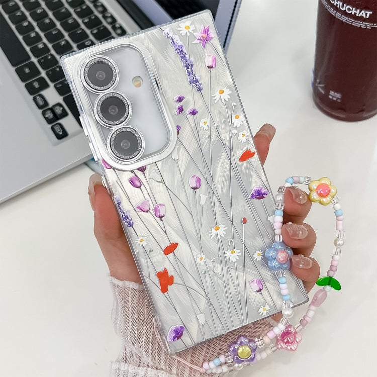 Electroplating Flower Texture Wristband TPU Phone Case, For Samsung Galaxy A36, For Samsung Galaxy S25 5G, For Samsung Galaxy S25+ 5G, For Samsung Galaxy S25 Ultra 5G