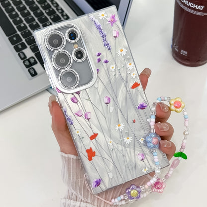 Electroplating Flower Texture Wristband TPU Phone Case, For Samsung Galaxy A36, For Samsung Galaxy S25 5G, For Samsung Galaxy S25+ 5G, For Samsung Galaxy S25 Ultra 5G