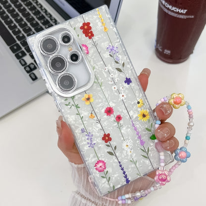 Electroplating Flower Texture Wristband TPU Phone Case, For Samsung Galaxy A36, For Samsung Galaxy S25 5G, For Samsung Galaxy S25+ 5G, For Samsung Galaxy S25 Ultra 5G