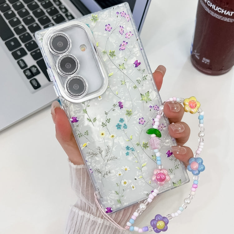 Electroplating Flower Texture Wristband TPU Phone Case, For Samsung Galaxy A35 5G, For Samsung Galaxy S24 Ultra 5G, For Samsung Galaxy S24+ 5G, For Samsung Galaxy S24 5G
