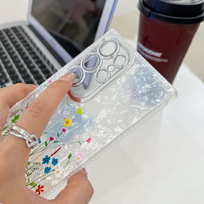 Electroplating Flower Texture Wristband TPU Phone Case, For Samsung Galaxy A36, For Samsung Galaxy S25 5G, For Samsung Galaxy S25+ 5G, For Samsung Galaxy S25 Ultra 5G