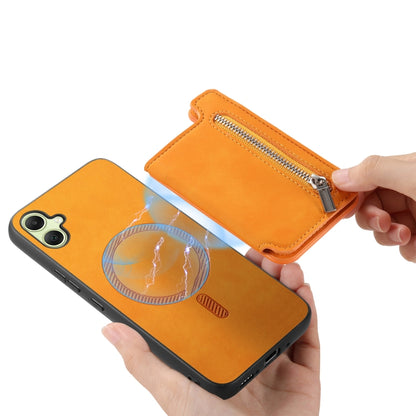 Retro MagSafe Zipper Wallet Card Bag Back Phone Case, For Samsung Galaxy A06, For Samsung Galaxy S24 FE 5G, For Samsung Galaxy A55 5G