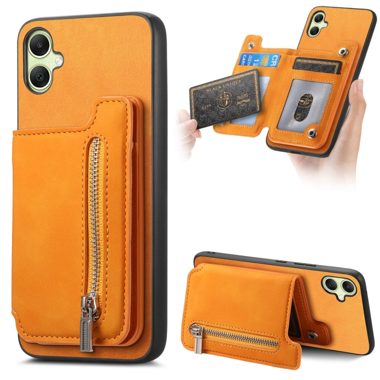 Retro MagSafe Zipper Wallet Card Bag Back Phone Case, For Samsung Galaxy A06, For Samsung Galaxy S24 FE 5G, For Samsung Galaxy A55 5G