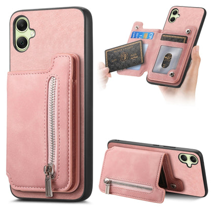 Retro MagSafe Zipper Wallet Card Bag Back Phone Case, For Samsung Galaxy A06, For Samsung Galaxy S24 FE 5G, For Samsung Galaxy A55 5G