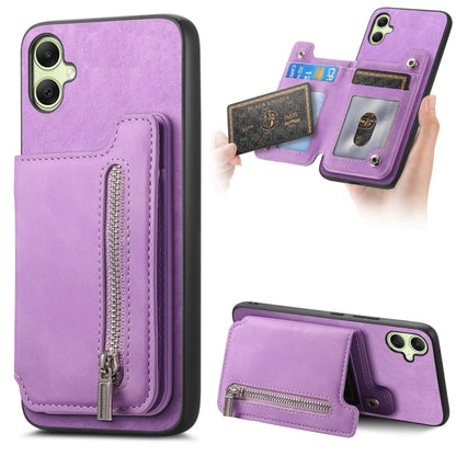 Retro MagSafe Zipper Wallet Card Bag Back Phone Case, For Samsung Galaxy A06, For Samsung Galaxy S24 FE 5G, For Samsung Galaxy A55 5G