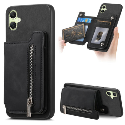 Retro MagSafe Zipper Wallet Card Bag Back Phone Case, For Samsung Galaxy A06, For Samsung Galaxy S24 FE 5G, For Samsung Galaxy A55 5G