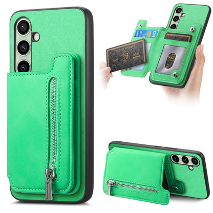 Retro MagSafe Zipper Wallet Card Bag Back Phone Case, For Samsung Galaxy A06, For Samsung Galaxy S24 FE 5G, For Samsung Galaxy A55 5G