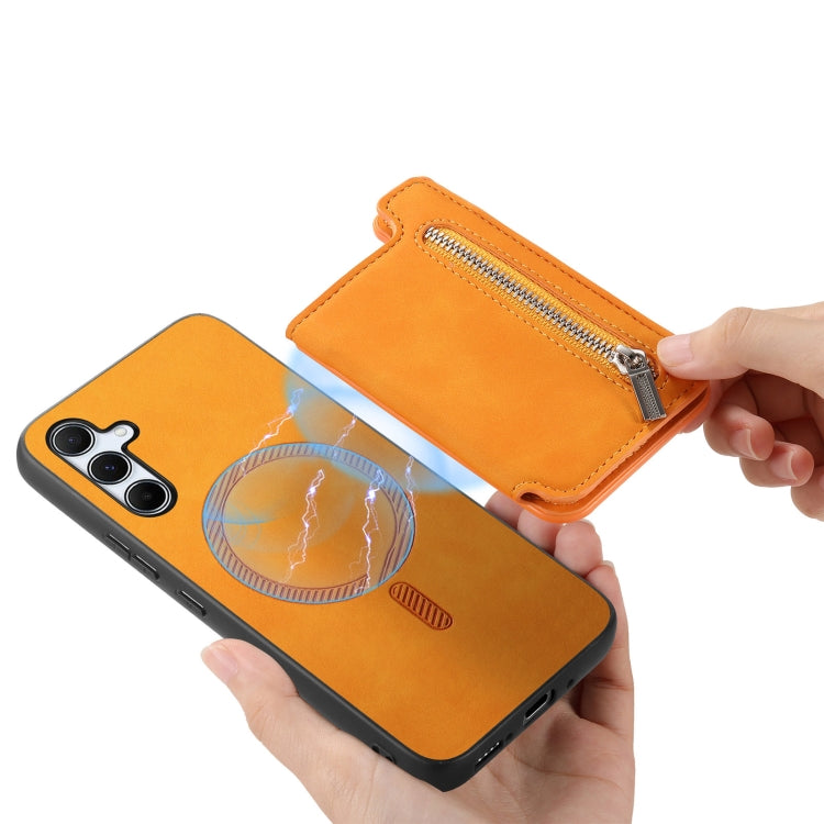 Retro MagSafe Zipper Wallet Card Bag Back Phone Case, For Samsung Galaxy A35 5G, For Samsung Galaxy S24 Ultra 5G, For Samsung Galaxy S24+ 5G