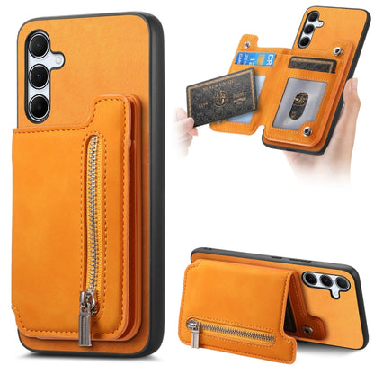 Retro MagSafe Zipper Wallet Card Bag Back Phone Case, For Samsung Galaxy A35 5G, For Samsung Galaxy S24 Ultra 5G, For Samsung Galaxy S24+ 5G