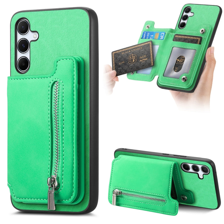 Retro MagSafe Zipper Wallet Card Bag Back Phone Case, For Samsung Galaxy A35 5G, For Samsung Galaxy S24 Ultra 5G, For Samsung Galaxy S24+ 5G