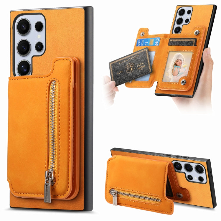 Retro MagSafe Zipper Wallet Card Bag Back Phone Case, For Samsung Galaxy A35 5G, For Samsung Galaxy S24 Ultra 5G, For Samsung Galaxy S24+ 5G
