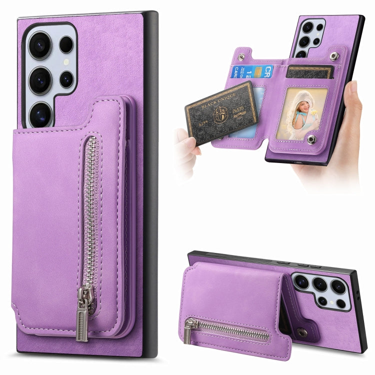Retro MagSafe Zipper Wallet Card Bag Back Phone Case, For Samsung Galaxy A35 5G, For Samsung Galaxy S24 Ultra 5G, For Samsung Galaxy S24+ 5G
