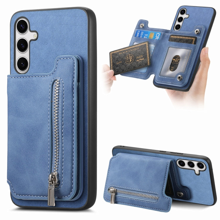 Retro MagSafe Zipper Wallet Card Bag Back Phone Case, For Samsung Galaxy S24 5G, For Samsung Galaxy A15, For Samsung Galaxy A05