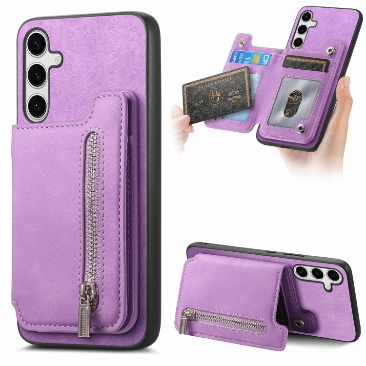 Retro MagSafe Zipper Wallet Card Bag Back Phone Case, For Samsung Galaxy S24 5G, For Samsung Galaxy A15, For Samsung Galaxy A05