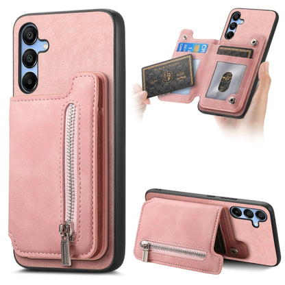 Retro MagSafe Zipper Wallet Card Bag Back Phone Case, For Samsung Galaxy S24+ 5G, For Samsung Galaxy S24 5G, For Samsung Galaxy A15