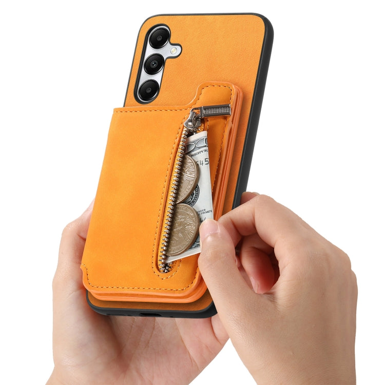 Retro MagSafe Zipper Wallet Card Bag Back Phone Case, For Samsung Galaxy A05s, For Samsung Galaxy A25, For Samsung Galaxy S23 FE 5G