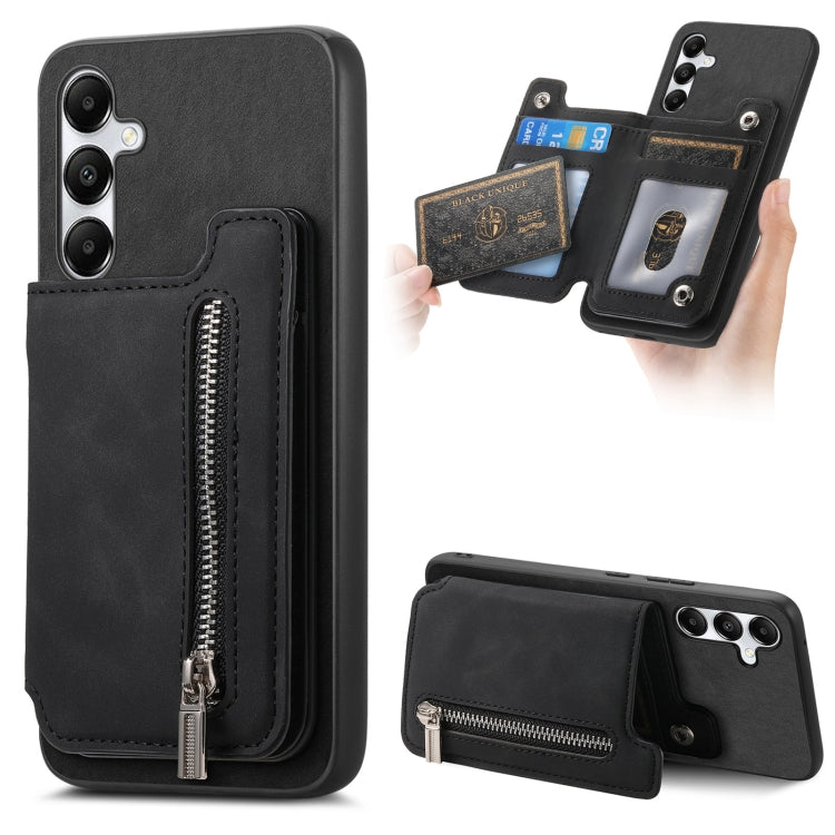 Retro MagSafe Zipper Wallet Card Bag Back Phone Case, For Samsung Galaxy A05s, For Samsung Galaxy A25, For Samsung Galaxy S23 FE 5G
