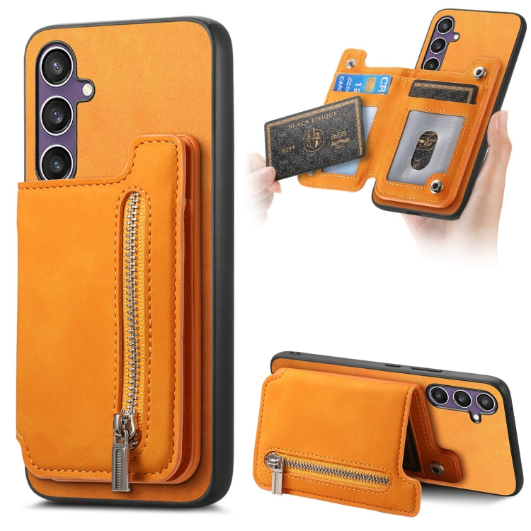 Retro MagSafe Zipper Wallet Card Bag Back Phone Case, For Samsung Galaxy S23 FE 5G, For Samsung Galaxy M14 5G, For Samsung Galaxy A24 5G
