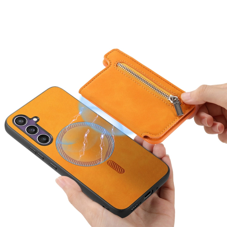 Retro MagSafe Zipper Wallet Card Bag Back Phone Case, For Samsung Galaxy S23 FE 5G, For Samsung Galaxy M14 5G, For Samsung Galaxy A24 5G