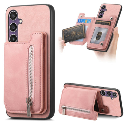 Retro MagSafe Zipper Wallet Card Bag Back Phone Case, For Samsung Galaxy S23 FE 5G, For Samsung Galaxy M14 5G, For Samsung Galaxy A24 5G