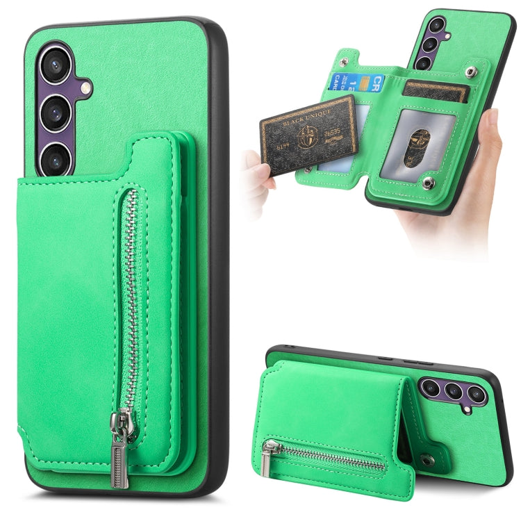 Retro MagSafe Zipper Wallet Card Bag Back Phone Case, For Samsung Galaxy S23 FE 5G, For Samsung Galaxy M14 5G, For Samsung Galaxy A24 5G