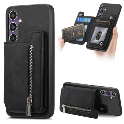 Retro MagSafe Zipper Wallet Card Bag Back Phone Case, For Samsung Galaxy S23 FE 5G, For Samsung Galaxy M14 5G, For Samsung Galaxy A24 5G