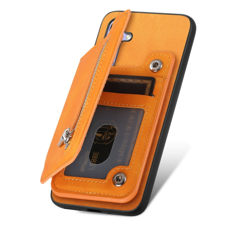 Retro MagSafe Zipper Wallet Card Bag Back Phone Case, For Samsung Galaxy M54 / F54 5G, For Samsung Galaxy A14
