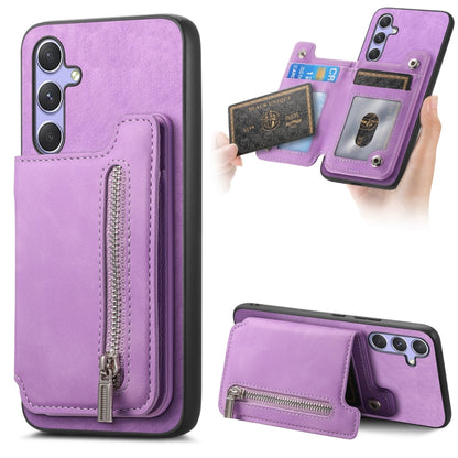 Retro MagSafe Zipper Wallet Card Bag Back Phone Case, For Samsung Galaxy M54 / F54 5G, For Samsung Galaxy A14