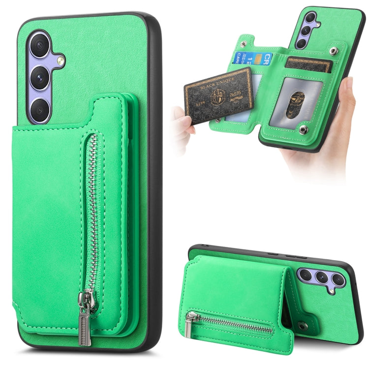 Retro MagSafe Zipper Wallet Card Bag Back Phone Case, For Samsung Galaxy M54 / F54 5G, For Samsung Galaxy A14