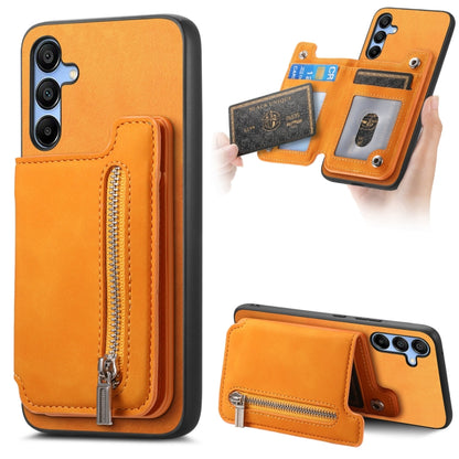Retro MagSafe Zipper Wallet Card Bag Back Phone Case, For Samsung Galaxy M54 / F54 5G, For Samsung Galaxy A14