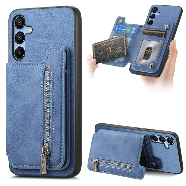 Retro MagSafe Zipper Wallet Card Bag Back Phone Case, For Samsung Galaxy M54 / F54 5G, For Samsung Galaxy A14
