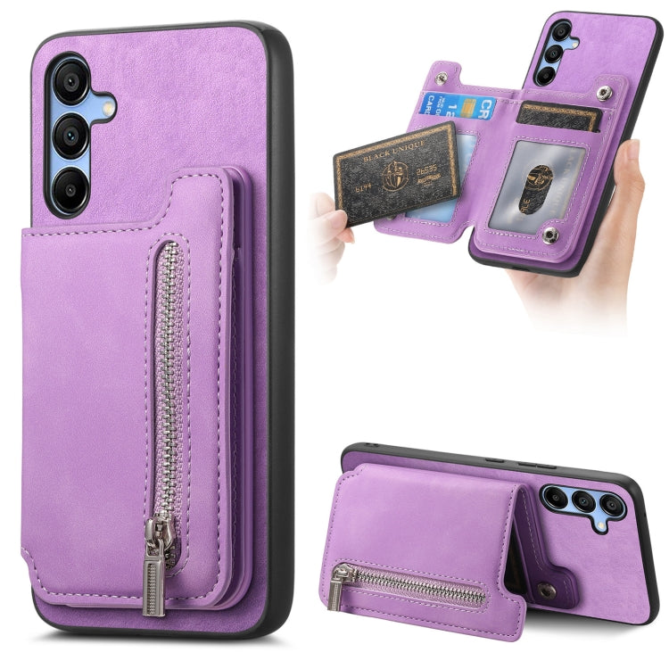 Retro MagSafe Zipper Wallet Card Bag Back Phone Case, For Samsung Galaxy M54 / F54 5G, For Samsung Galaxy A14