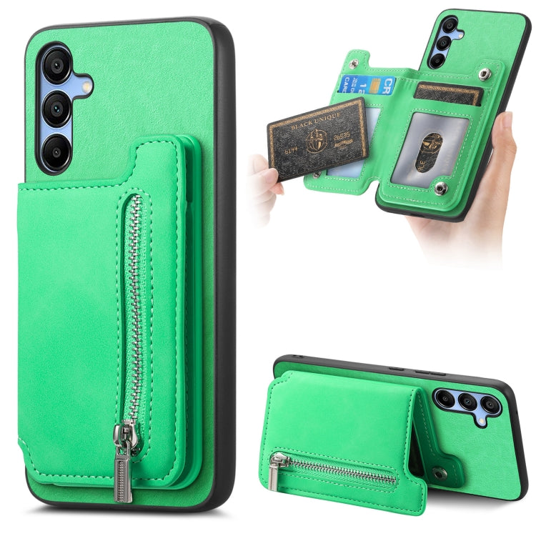 Retro MagSafe Zipper Wallet Card Bag Back Phone Case, For Samsung Galaxy M54 / F54 5G, For Samsung Galaxy A14