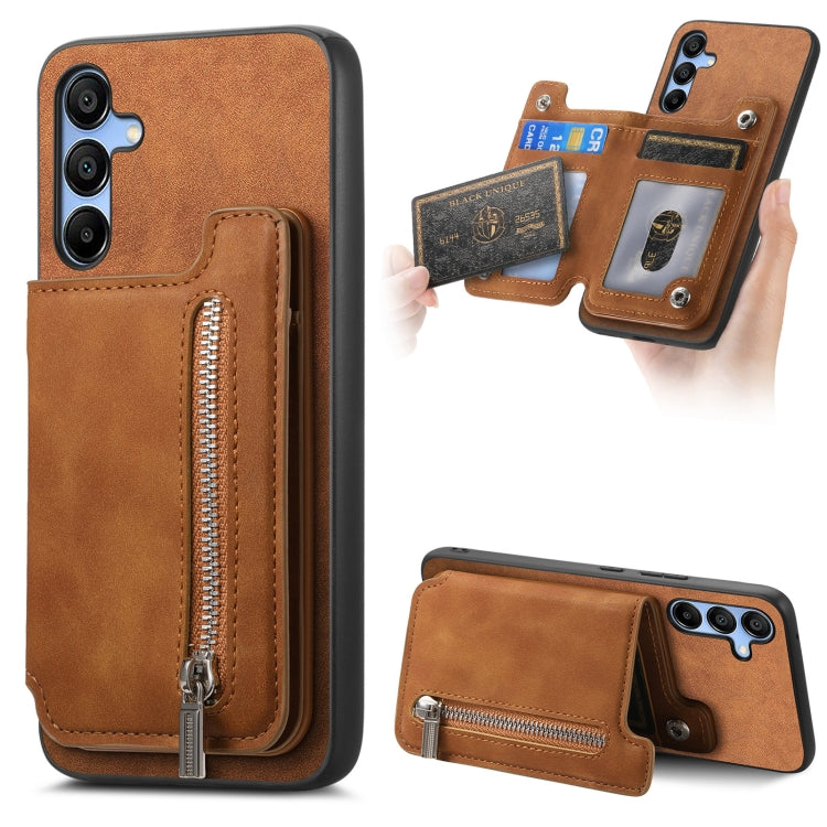 Retro MagSafe Zipper Wallet Card Bag Back Phone Case, For Samsung Galaxy M54 / F54 5G, For Samsung Galaxy A14