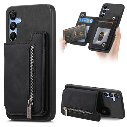 Retro MagSafe Zipper Wallet Card Bag Back Phone Case, For Samsung Galaxy M54 / F54 5G, For Samsung Galaxy A14