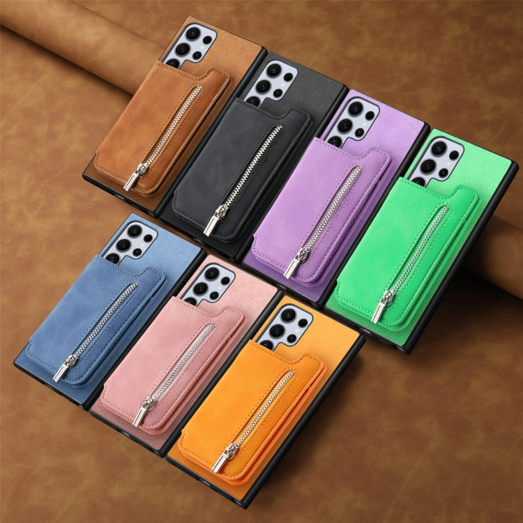 Retro MagSafe Zipper Wallet Card Bag Back Phone Case, For Samsung Galaxy S24+ 5G, For Samsung Galaxy S24 5G, For Samsung Galaxy A15