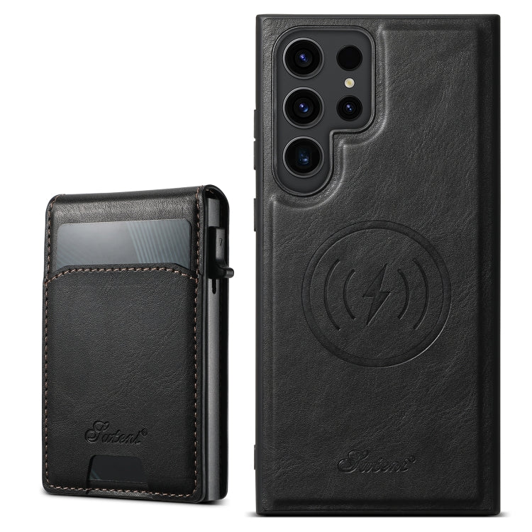 Suteni H19 Oil Wax 2-in-1 MagSafe Removable Card Box Back Phone Case, For Samsung Galaxy S25 5G, For Samsung Galaxy S25+ 5G, For Samsung Galaxy S25 Ultra 5G, For Samsung Galaxy S24 Ultra 5G, For Samsung Galaxy S24+ 5G, For Samsung Galaxy S24 5G��������...